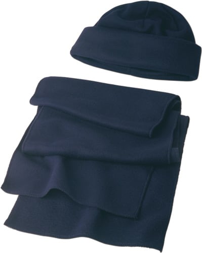 Polyester fleece (200 gr/m²) beanie and scarf