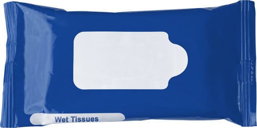 Plastic bag with 10 wet tissues