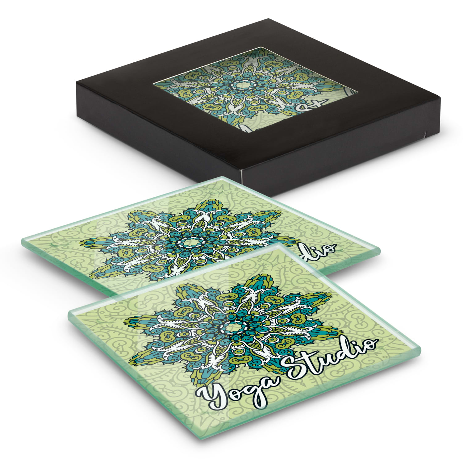Venice Glass Coaster - Set of 2 - Square - Full Colour