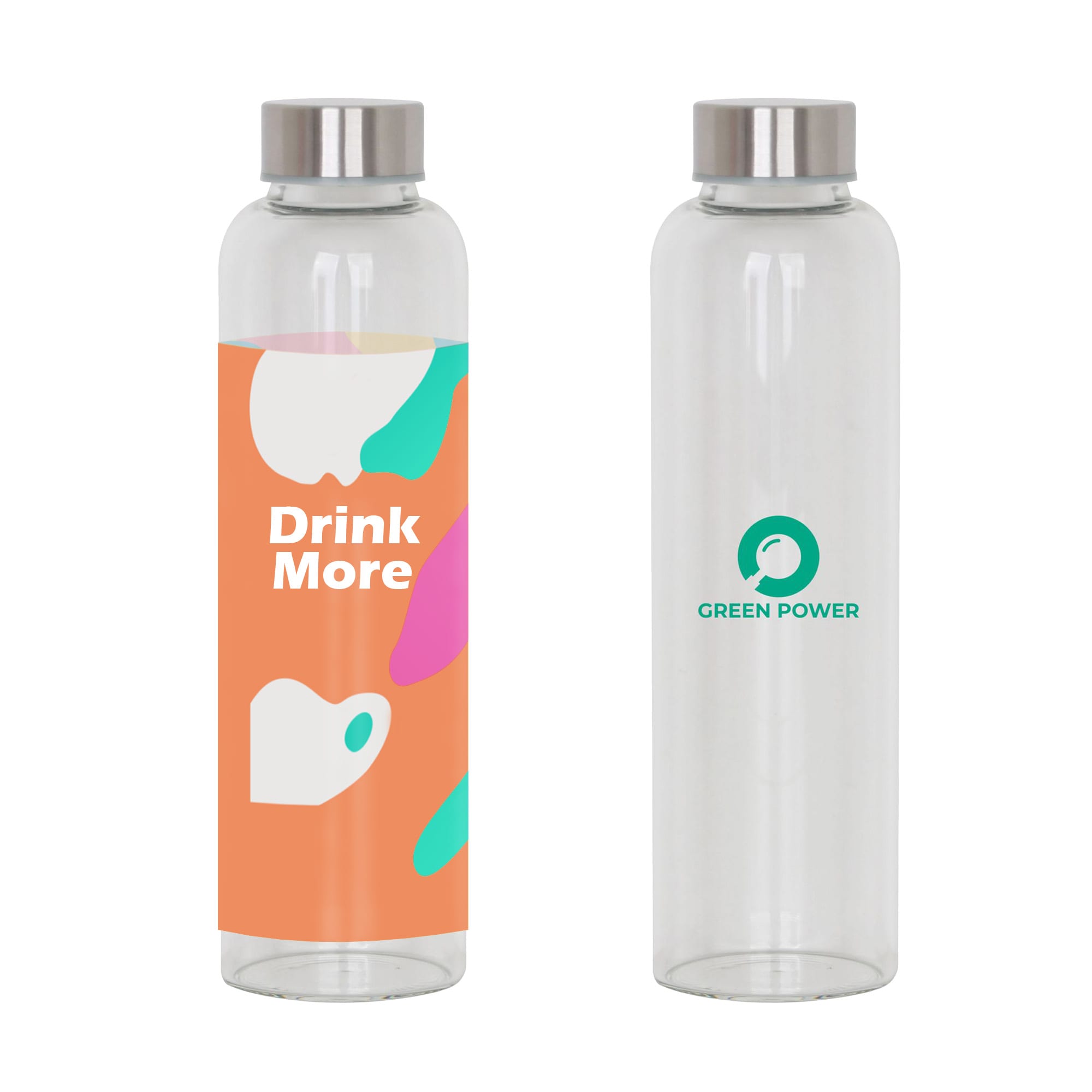 550ml Glass Drink Bottle with Stainless steel Lid