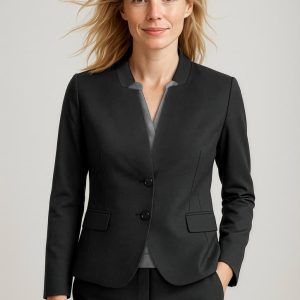 Womens Comfort Wool Stretch Short Jacket with Reverse Lapel