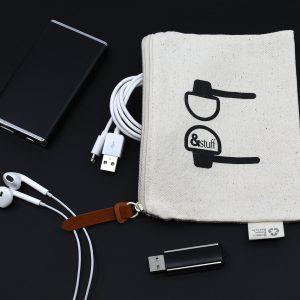 Calico Earphone Pouch 12.5cm x 17cm