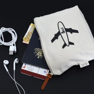 Calico Travel Pouch 14.5cm x22.5cm x5cm