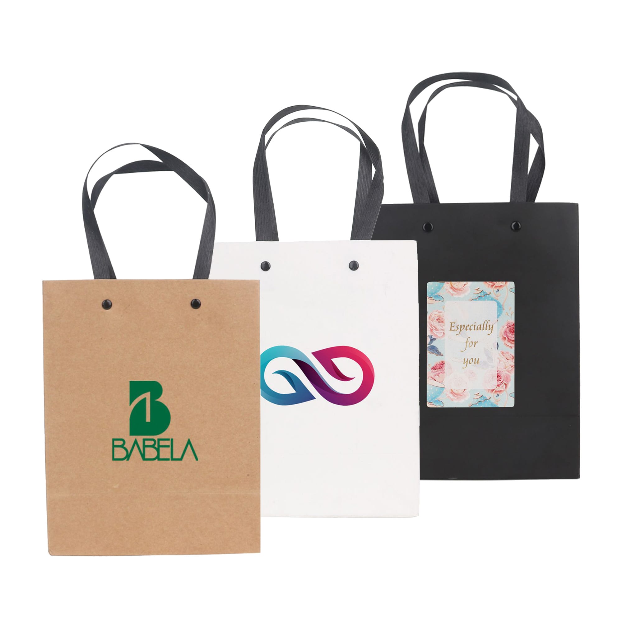 Small Vertical Paper Bag with Knitted Handle(170 x 220 x 100mm)