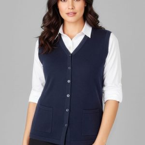 Womens Button Front Knit Vest