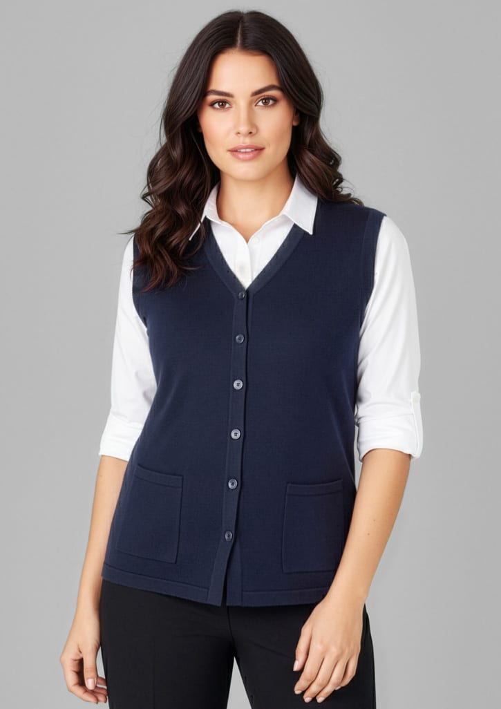 ck961lv_talent_navy_01.jpg Womens Button Front Knit Vest