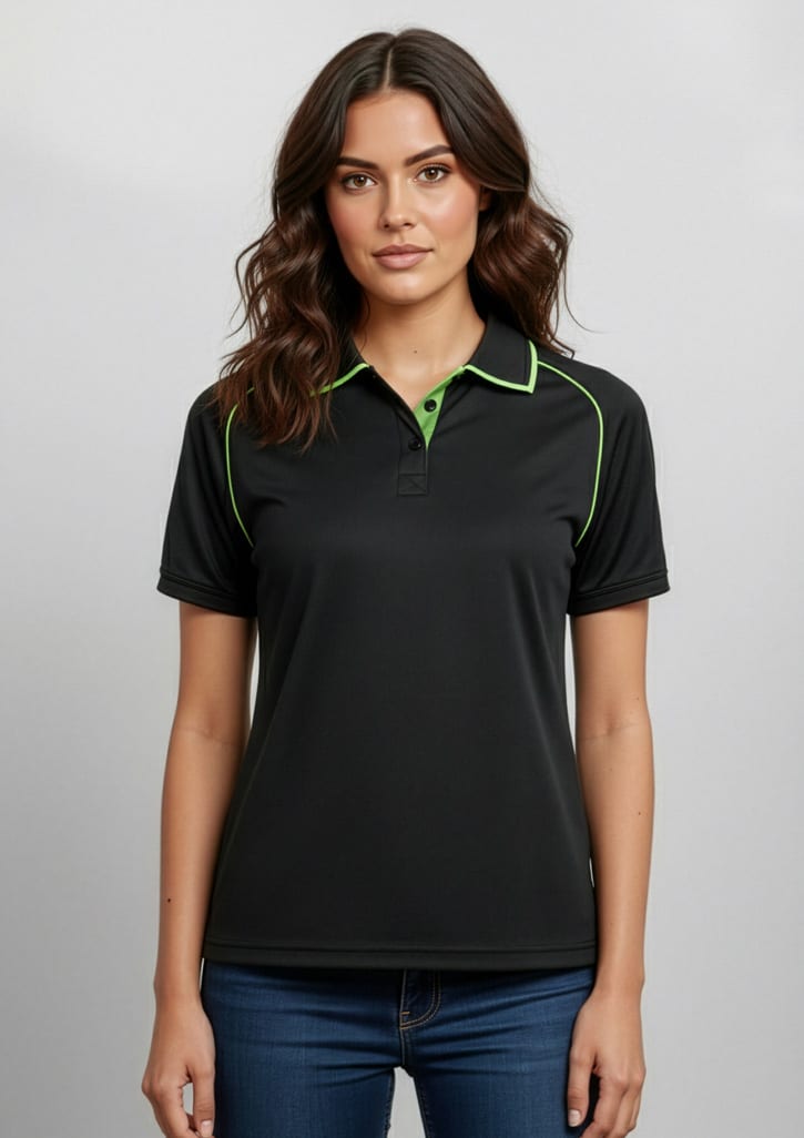 p29022_talent_black_fluoroyellow_lime_01.jpg Womens Fusion Short Sleeve Polo