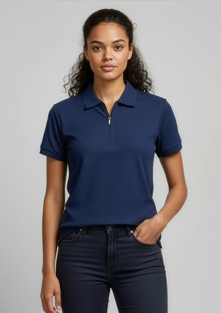 p3325_talent_navy_01_gqcke0z.jpg Womens Micro Waffle Short Sleeve Polo