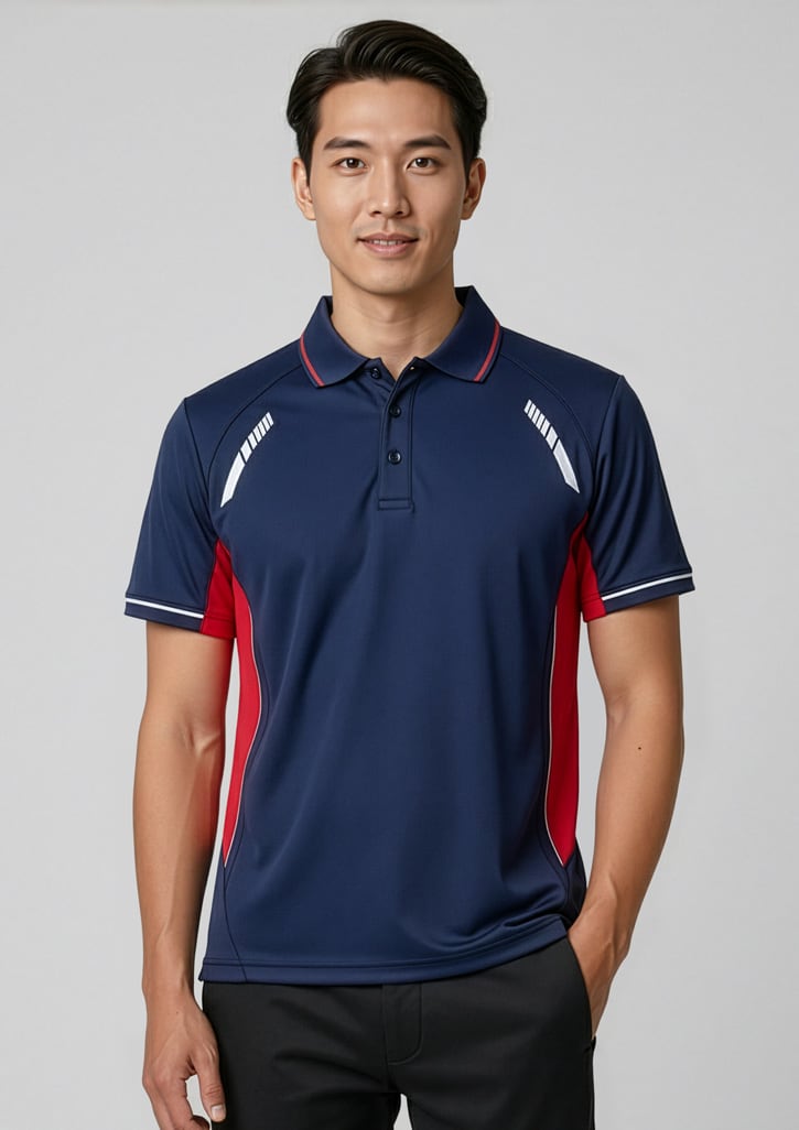 p700ms_talent_navy_red_silver_01.jpg Mens Renegade Short Sleeve Polo