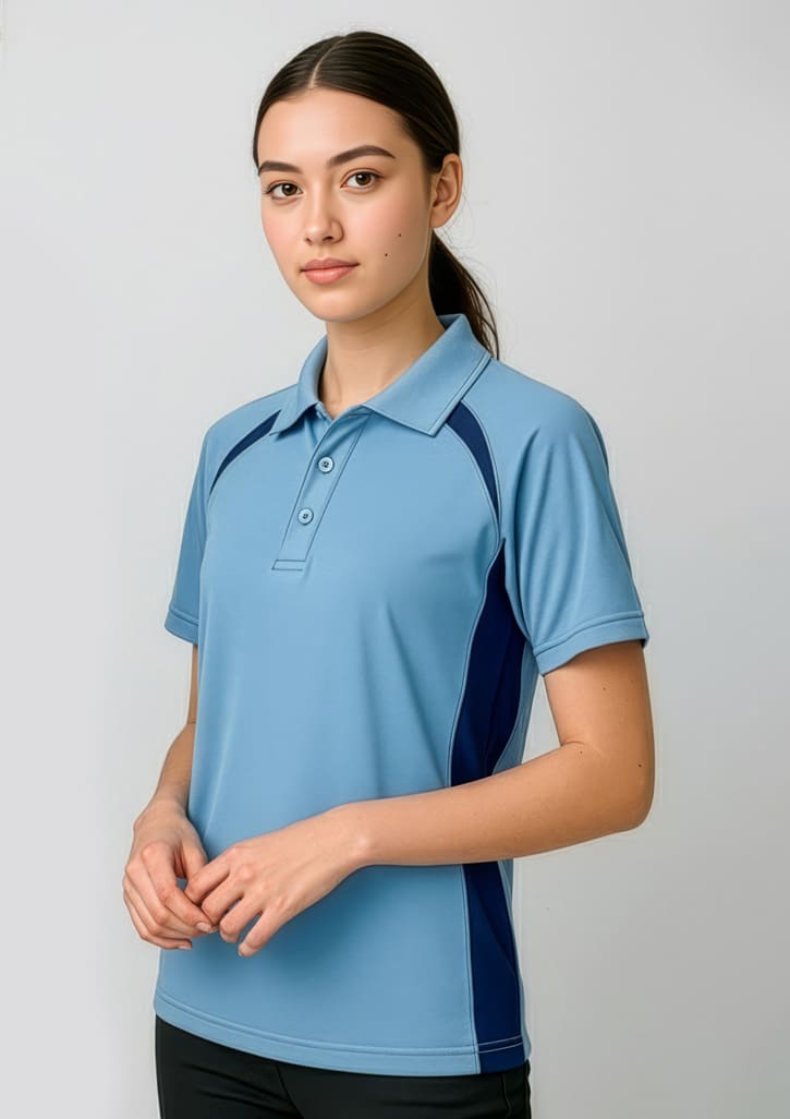 p7700b_talent_springblue_navy_01.jpg Kids Splice Short Sleeve Polo