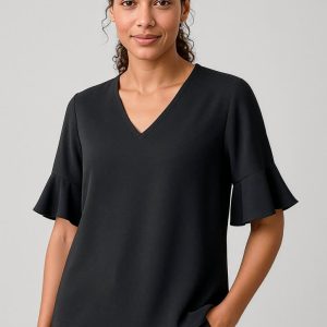 Womens Aria Fluted Sleeve Blouse