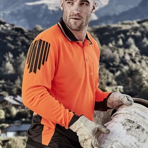 Mens Hi Vis Flux Long Sleeve Polo