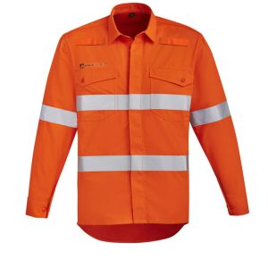 Mens Orange Flame Hi Vis Open Front Shirt - Hoop Taped