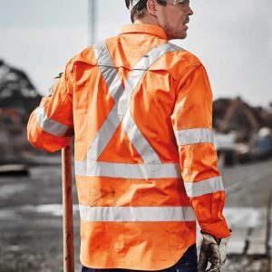 Mens Hi Vis X Back Taped Long Sleeve Shirt