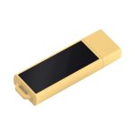 A yellow eco-friendly LED flash drive with a sleek, rectangular design and a black top surface.