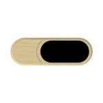 A wooden eco-friendly LED flash drive featuring a smooth, minimalist design with a black insert.