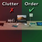 A desktop scene featuring a Korda 15 Watt Charging Station in white, neatly charging multiple devices on one side.