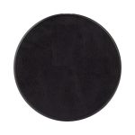A black wireless charger with a smooth, textured surface and a circular shape. It has a branding logo on its top.