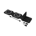 A black Jersey 15W Magnetic Wireless Charging Kit with two charging pads, USB cable, and accessories stored in a compact design.