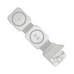 A white and grey magnetic wireless charging kit with two charging pads and USB connectors.