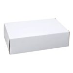 A plain white box with a rectangular shape and no visible markings or branding.