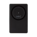 A black 15W MagSafe wireless power bank with a circular charging area and a logo on the back.
