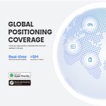 A circular graphic featuring a dotted globe design, with icons representing various modes of transport.