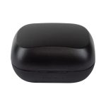 A black charging case for the Linz Eco TWS Earbuds, featuring a smooth finish and a compact design.