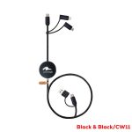 A black 60W fast charge and data sync LED cable with multiple connectors and a logo.