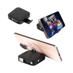 Avola retractable fast charge cable and stand in black, featuring a compact design for convenience and functionality.