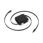 Avola retractable fast charge cable and stand in black, featuring a sleek design with a built-in cable.