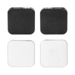 Avola Retractable Fast Charge Cable and Stand in black and white, featuring a compact, square design.