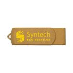 A brown eco-friendly swivel flash drive with a logo, featuring a sleek design.