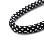 A black and white braided strap with a textured finish, designed for crossbody use with phones.