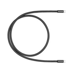 A black 60W fast charge cable with a braided design, featuring USB type-C connectors on both ends.