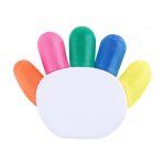 A multi-coloured highlighter set shaped like a hand, featuring pink, green, blue, orange, and yellow highlighter tips.