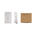 A wireless charger set including a charging cable, instruction manual, and a cardboard box with a folding stand design.