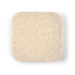 A wireless charger hub with a smooth, square surface featuring a light beige color with a subtle speckled texture.