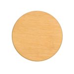A round bamboo coaster with a smooth surface and natural wood finish. It has no visible branding.
