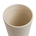 A drink container featuring a beige, speckled design. It has a smooth interior and an attached lid.