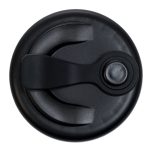 A snap lid for a reusable coffee cup, featuring a secure closure mechanism in a sleek black design.