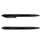 A black Javelin pen with a sleek design, featuring a clip and a pointed tip for writing.