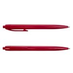 A set of bright red plastic pens, featuring a simple design and a clip for easy attachment.