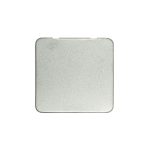 A metal tin designed to hold 12 colored pencils. The tin has a simple, smooth surface with a square shape.