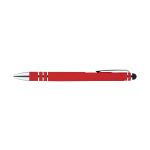 A stylus pen in vibrant red with silver accents and a black tip for touchscreen compatibility.