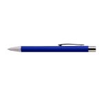 A blue aluminium pen with a silver tip and clip, designed for writing.