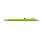 A green Aspen Aluminium Pen with a silver clip and tip, designed for writing.