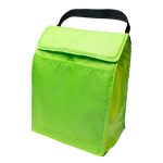 A vibrant green Sumo Cooler Lunch Bag with a top flap and a sturdy black handle.