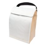 A Sumo Cooler Lunch Bag featuring a simple, classic design with a white exterior and a black handle for easy carrying.