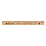 A bamboo 30cm ruler featuring black markings and a logo, designed for office and business use.